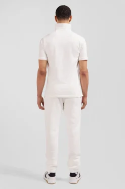 Polo manches courtes en coton stretch écru coupe Slim