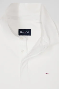 Polo manches courtes en coton stretch écru coupe Slim