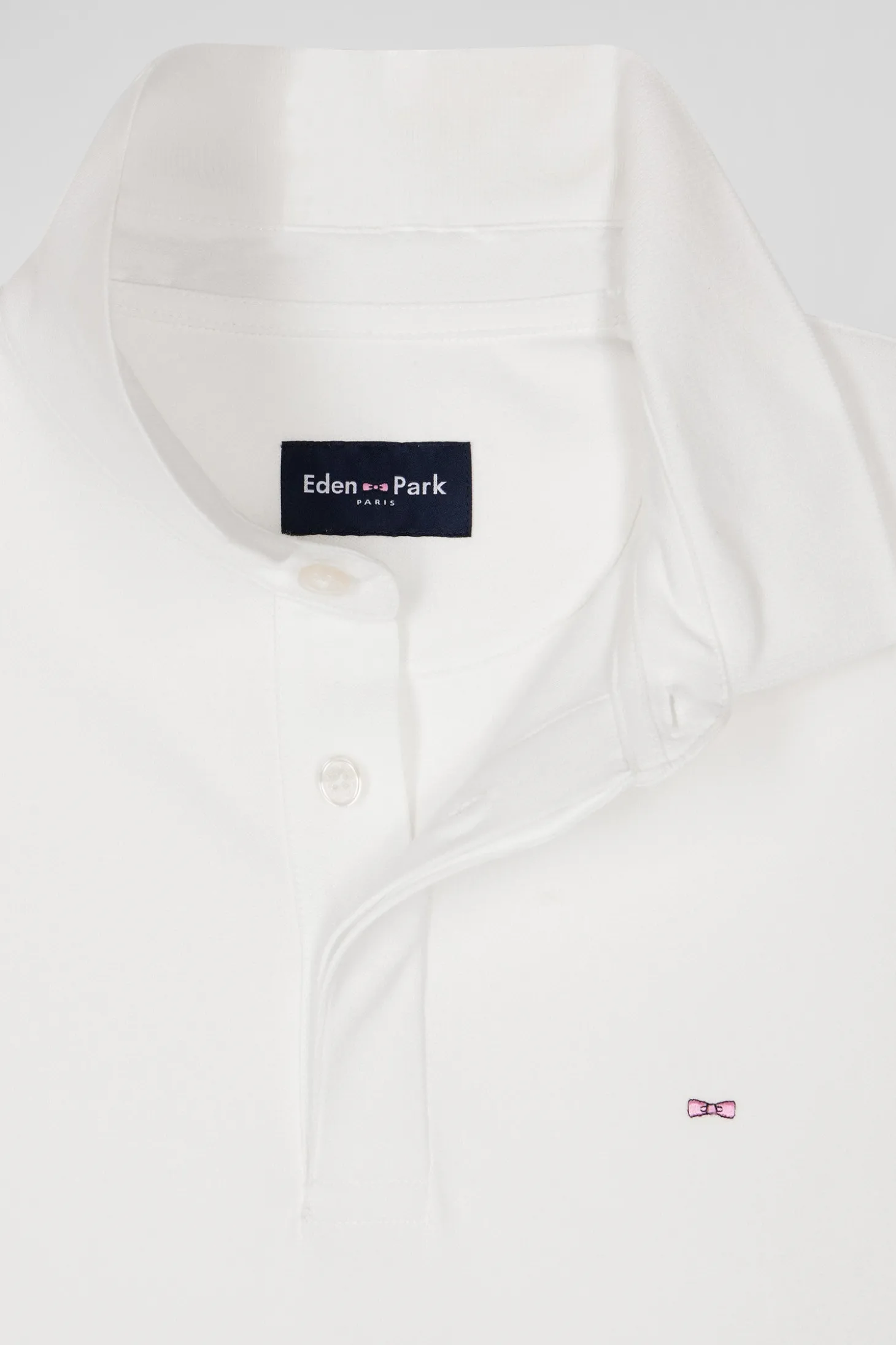 Polo manches courtes en coton stretch écru coupe Slim