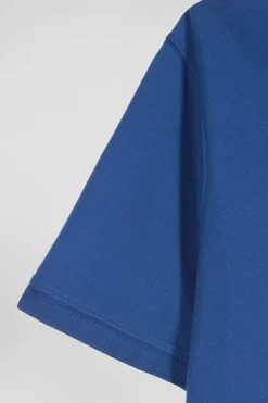 Polo manches courtes en coton stretch bleu foncé coupe Slim
