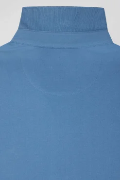 Polo manches courtes en coton stretch bleu coupe Slim