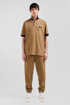 Polo manches courtes en piqué coton bleu marine détails tricolores coupe Oversized