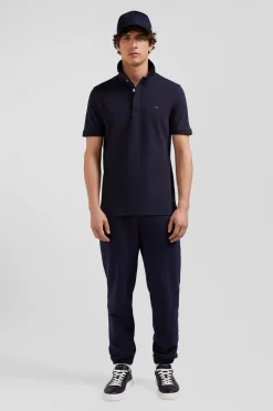 Polo manches courtes en piqué coton bleu marine coupe Slim