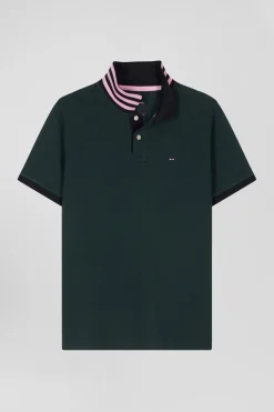 Polo manches courtes en piqué coton vert coupe Regular
