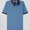 Polo manches courtes en piqué coton ciel détails contrastés coupe Regular