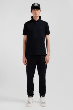 Polo manches courtes en piqué coton noir coupe Slim