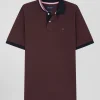 Polo manches courtes en piqué coton bordeaux coupe Regular