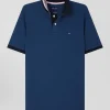 Polo manches courtes en piqué coton bleu détails contrastés coupe Regular