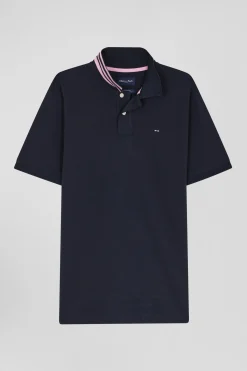 Polo manches courtes en piqué coton bleu marine coupe Regular