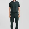 Polo manches courtes en piqué coton vert broderie cerclée coupe Regular