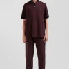Polo manches courtes en piqué coton bordeaux détails tricolores coupe Oversized