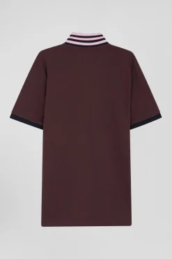 Polo manches courtes en piqué coton bordeaux coupe Regular