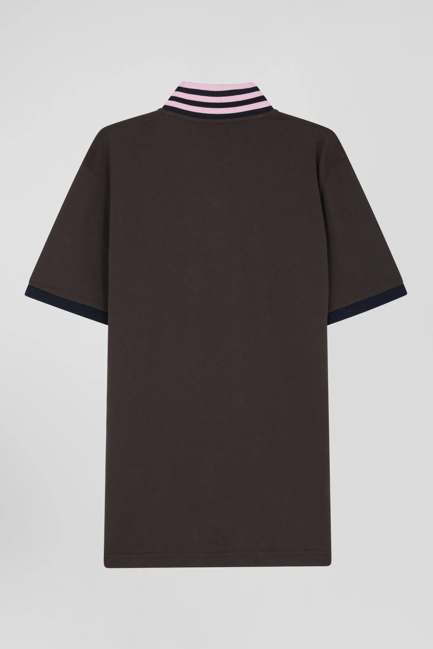 Polo manches courtes en piqué coton marron coupe Regular