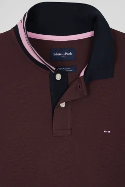 Polo manches courtes en piqué coton bordeaux coupe Regular