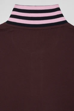 Polo manches courtes en piqué coton bordeaux coupe Regular