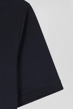 Polo manches courtes en piqué coton bleu marine coupe Slim