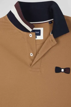 Polo manches courtes en piqué coton bleu marine détails tricolores coupe Oversized