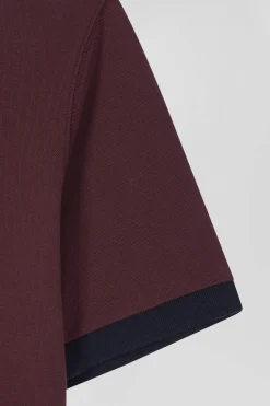 Polo manches courtes en piqué coton bordeaux broderie cerclée coupe Regular