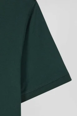 Polo manches courtes en piqué coton vert coupe Slim