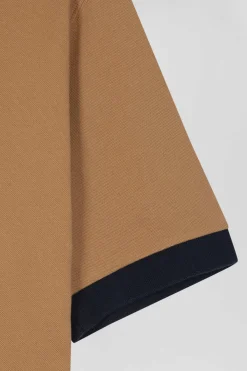 Polo manches courtes en piqué coton bleu marine détails tricolores coupe Oversized
