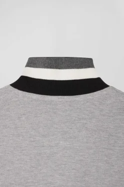 Polo manches courtes en piqué coton noir détails tricolores coupe Oversized