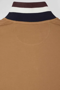Polo manches courtes en piqué coton bleu marine détails tricolores coupe Oversized