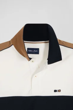 Polo manches courtes tricolore en piqué coton bordeaux inscription Eden Park coupe Regular