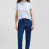 Polo manches courtes uni en coton stretch ciel coupe Slim