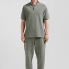 Polo manches courtes unisexe en piqué coton kaki surteint coupe Oversized