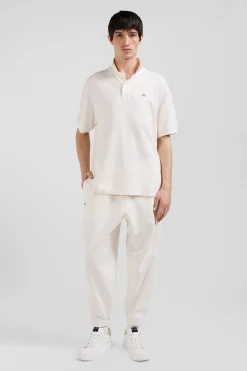 Polo manches courtes unisexe en piqué coton écru surteint coupe Oversized