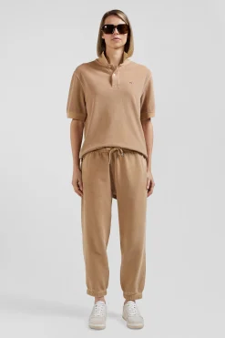 Polo manches courtes unisexe en piqué coton camel surteint coupe Oversized