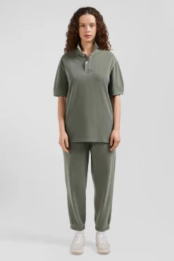 Polo manches courtes unisexe en piqué coton kaki surteint coupe Oversized
