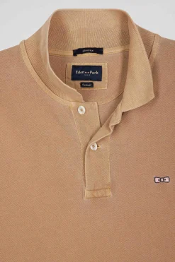 Polo manches courtes unisexe en piqué coton camel surteint coupe Oversized