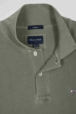 Polo manches courtes unisexe en piqué coton kaki surteint coupe Oversized