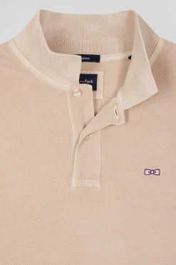 Polo manches courtes unisexe en piqué coton beige surteint coupe Oversized