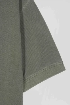 Polo manches courtes unisexe en piqué coton kaki surteint coupe Oversized