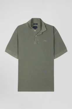 Polo manches courtes unisexe en piqué coton kaki surteint coupe Oversized
