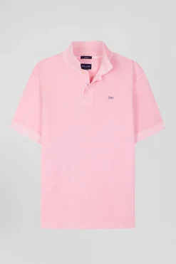 Polo manches courtes unisexe en piqué coton rose surteint coupe Oversized