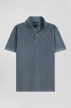 Polo manches courtes unisexe en piqué coton gris surteint coupe Oversized