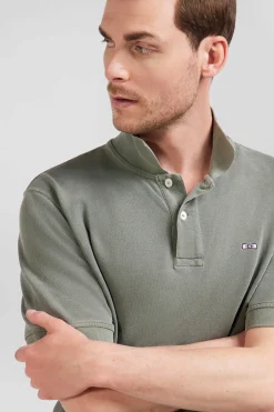 Polo manches courtes unisexe en piqué coton kaki surteint coupe Oversized