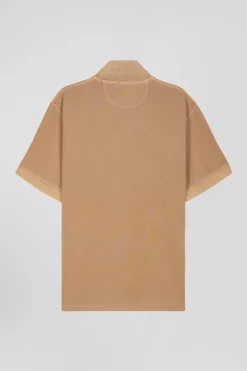Polo manches courtes unisexe en piqué coton camel surteint coupe Oversized