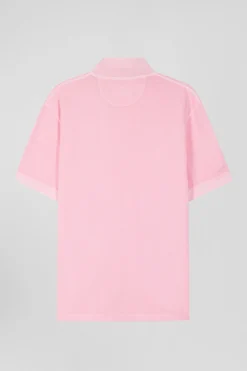Polo manches courtes unisexe en piqué coton rose surteint coupe Oversized