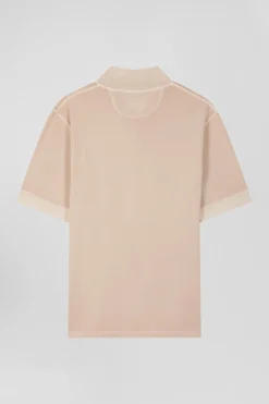 Polo manches courtes unisexe en piqué coton beige surteint coupe Oversized