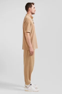 Polo manches courtes unisexe en piqué coton camel surteint coupe Oversized