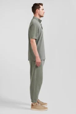 Polo manches courtes unisexe en piqué coton kaki surteint coupe Oversized