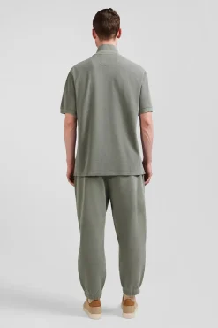 Polo manches courtes unisexe en piqué coton kaki surteint coupe Oversized