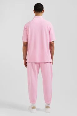 Polo manches courtes unisexe en piqué coton rose surteint coupe Oversized