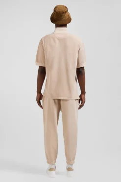 Polo manches courtes unisexe en piqué coton beige surteint coupe Oversized