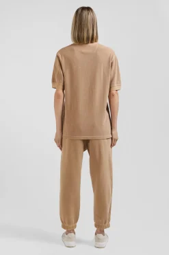 Polo manches courtes unisexe en piqué coton camel surteint coupe Oversized