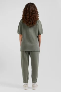 Polo manches courtes unisexe en piqué coton kaki surteint coupe Oversized